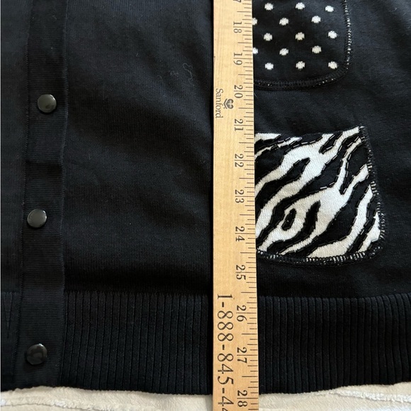 Quacker Factor‎ Black Sweater With Zebra Print Accents Short Sleeve Sz3X Cotton - Picture 14 of 14